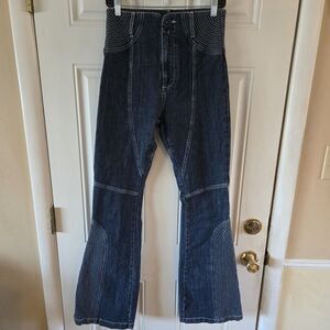 TIG Renata Figueiredo Moto Flare Jeans Dark Wash Cotton Y2K Womens 28x34 BRAZIL